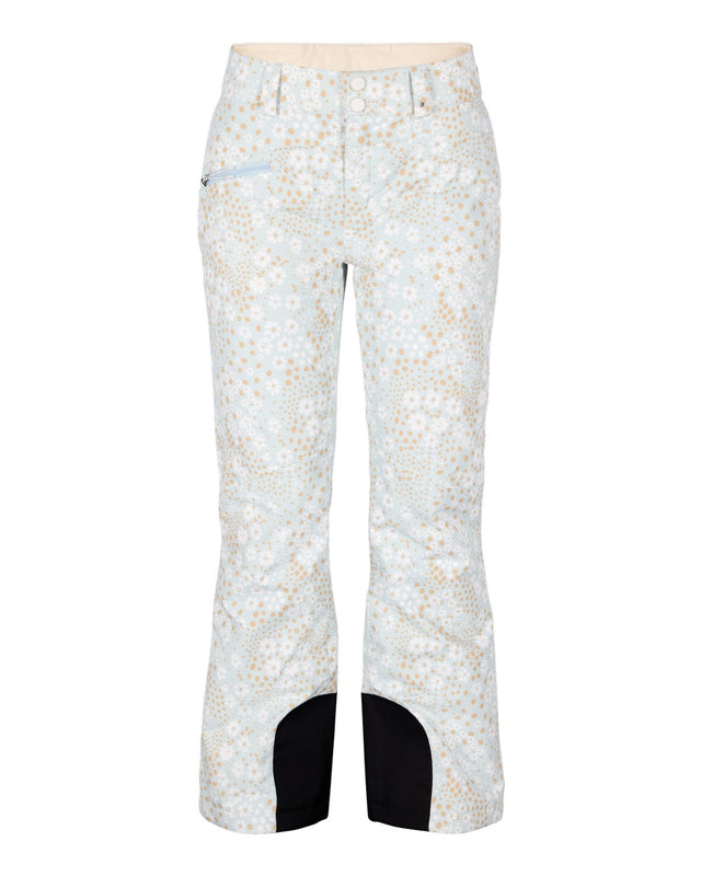 Obermeyer Malta Print Womens Pant 2026 ski pant -- front view on model showing insulated ski pant at Willis Ski and Board