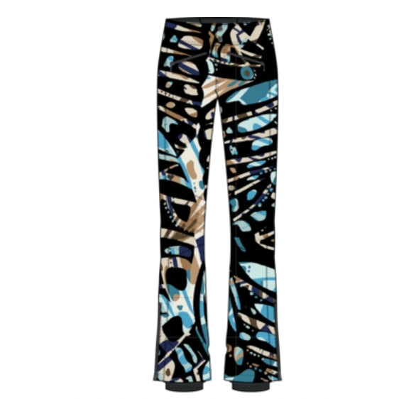 Obermeyer Printed Clio Womens Pant ski pant -- front view on model showing insulated ski pant at Willis Ski and Board