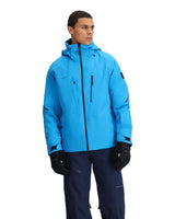 Obermeyer Raze Mens Jacket ski jacket -- Apres Blue colorway lifestyle view showing full jacket silhouette