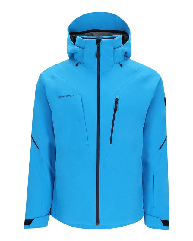 Obermeyer Raze Mens Jacket ski jacket -- front view on model showing insulated shell and hood at Willis Ski and Board