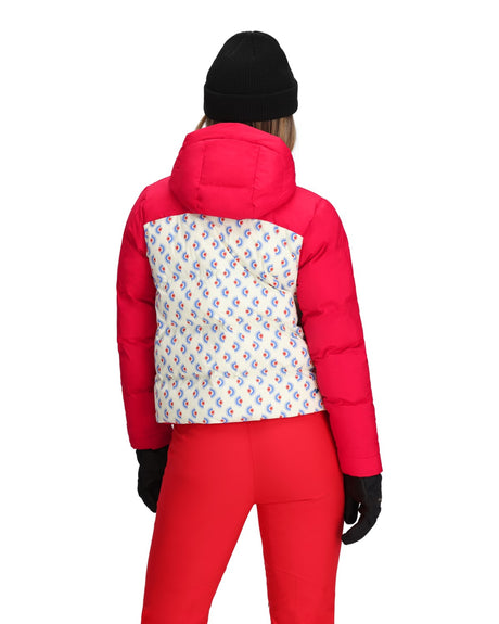 Obermeyer Slopeside Puffer Womens Jacket 2026 ski jacket -- Bali Sun colorway outside profile showing zippered pockets and