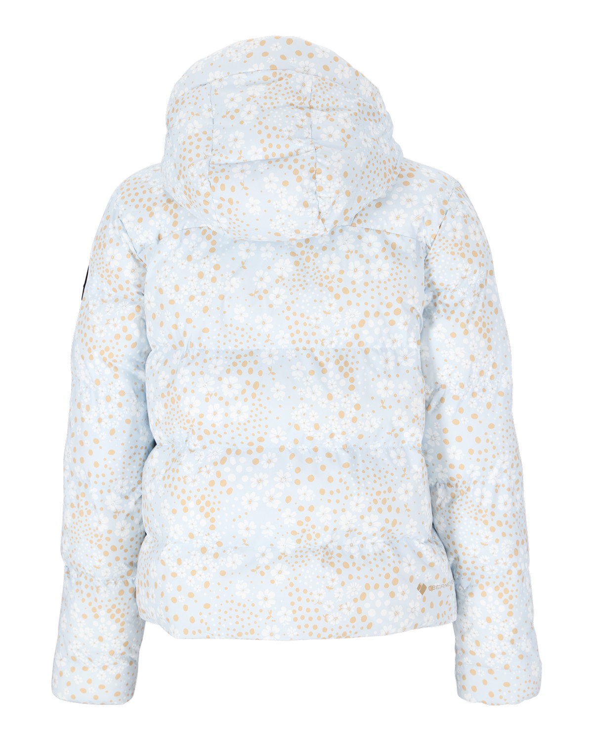 Obermeyer Slopeside Puffer Womens Jacket 2026 ski jacket -- Daylight Meadow colorway lifestyle view showing full jacket