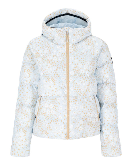 Obermeyer Slopeside Puffer Womens Jacket 2026 ski jacket -- front view on model showing insulated shell and hood at Willis