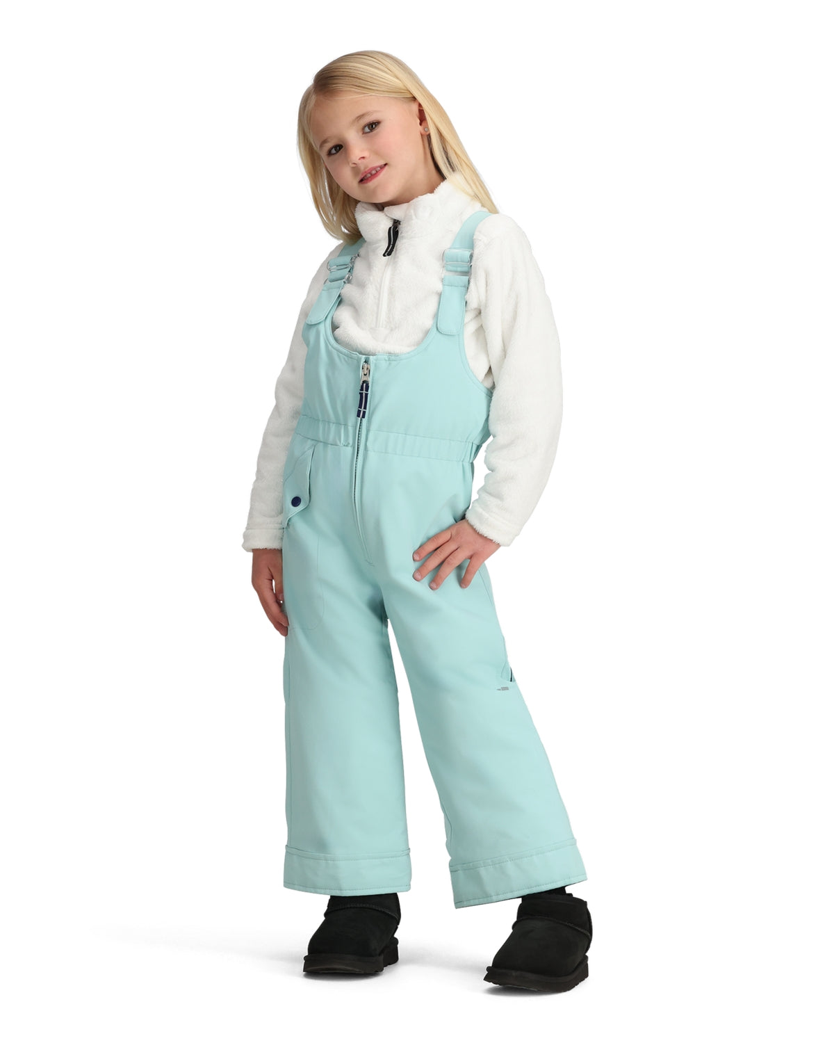 Obermeyer Snoverall Toddler Pant ski pant -- Atmosphere 6 colorway side view showing side zip ventilation