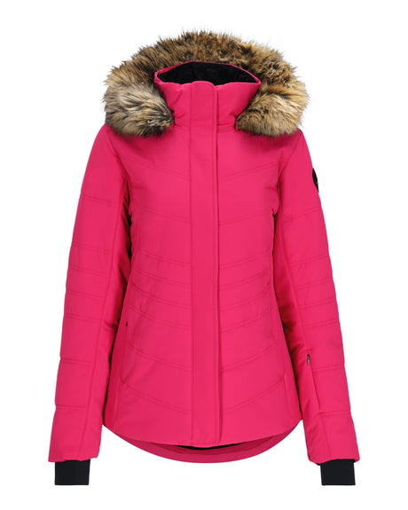 Obermeyer Tuscany Ii Womens Jacket ski jacket -- front view on model showing insulated shell and hood at Willis Ski and