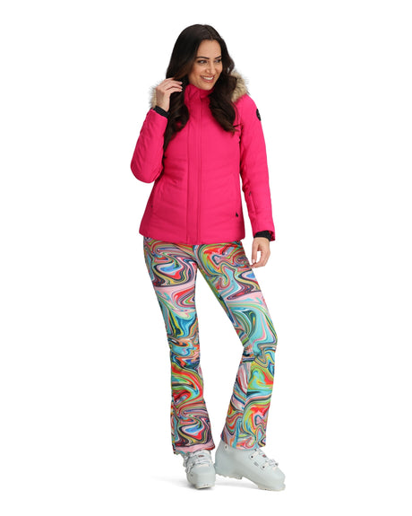 Obermeyer Tuscany Ii Womens Jacket ski jacket -- Showstopper 14 P colorway outside profile showing zippered pockets and seams