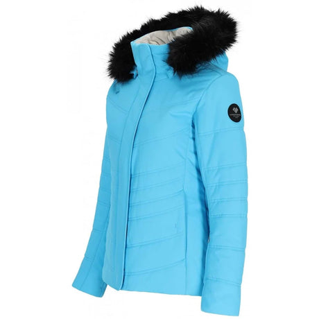 Obermeyer Tuscany Womens Jacket ski jacket -- front view on model showing insulated shell and hood at Willis Ski and Board