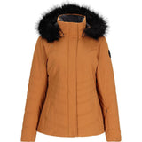 Obermeyer Tuscany Womens Jacket ski jacket -- Brown Sugar 6 colorway back view showing articulated powder skirt and fit