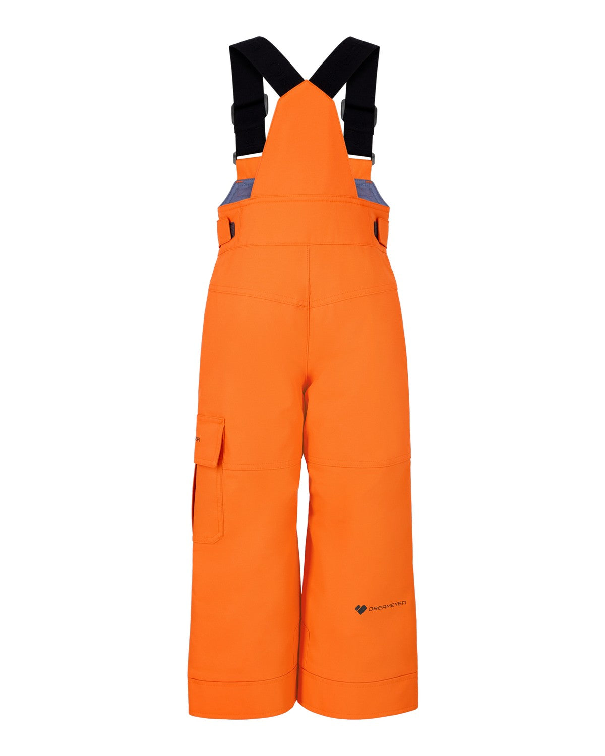 Obermeyer Volt Toddler Bib 2026 ski pant -- Just Orange 2 colorway front view on model