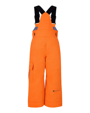Obermeyer Volt Toddler Bib 2026 ski pant -- Just Orange 2 colorway front view on model