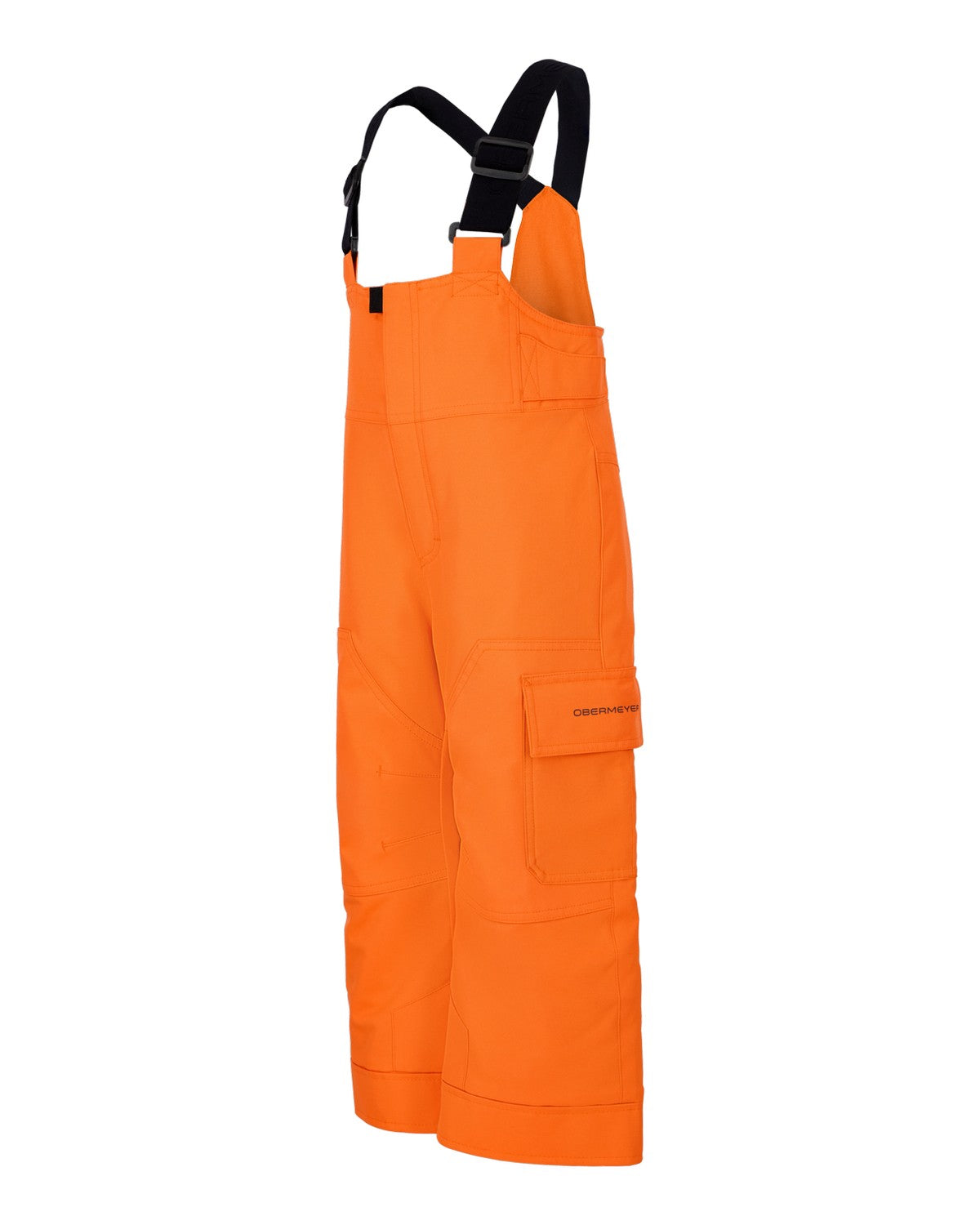 Obermeyer Volt Toddler Bib 2026 ski pant -- Just Orange 3 colorway front view on model