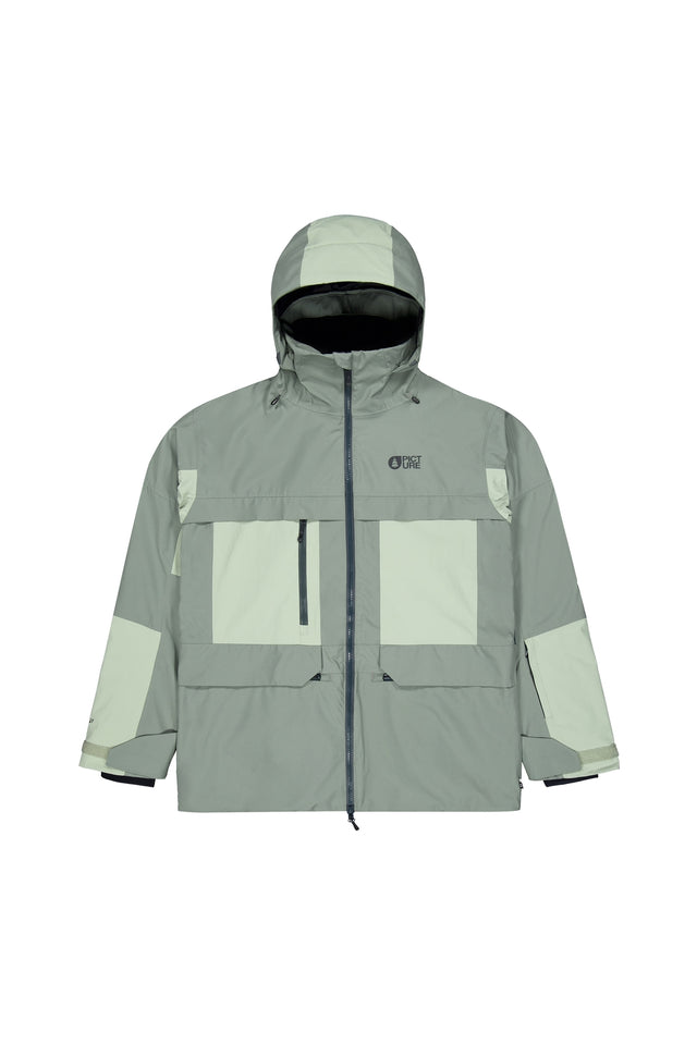 Picture Dugnad Mens Jacket ski jacket -- front view on model showing insulated shell and hood at Willis Ski and Board