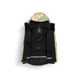 Picture Exa Womens Jacket 2026 ski jacket -- Timeless Flower colorway front view on model with hood and cuffs