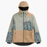 Picture Seen Womens Jacket ski jacket -- Shadow colorway front view on model with hood and cuffs