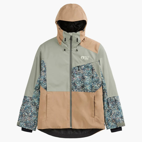 Picture Seen Womens Jacket ski jacket -- Shadow colorway front view on model with hood and cuffs