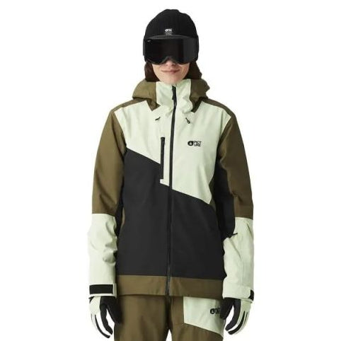 Picture Seen Womens Jacket 2026 ski jacket -- front view on model showing insulated shell and hood at Willis Ski and Board