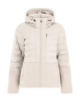Protest Hazely Womens Jacket 2026 ski jacket -- Kit Off White colorway front view on model with hood and cuffs