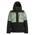 Quiksilver Mission Printed Block Junior Jacket ski jacket -- front view on model showing insulated shell and hood at Willis