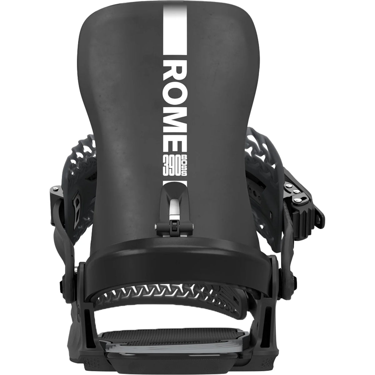 Rome 390 Boss HW Snowboard Bindings 2026 shown from an alternate angle, revealing additional binding detail | available at Willi's Ski and Board shops