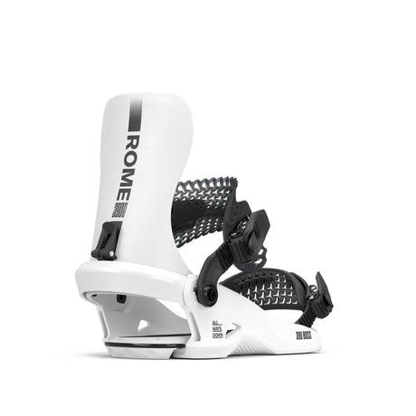 Rome 390 Boss Hw Snowboard Bindings 2026 snowboard binding -- White Lg colorway side profile