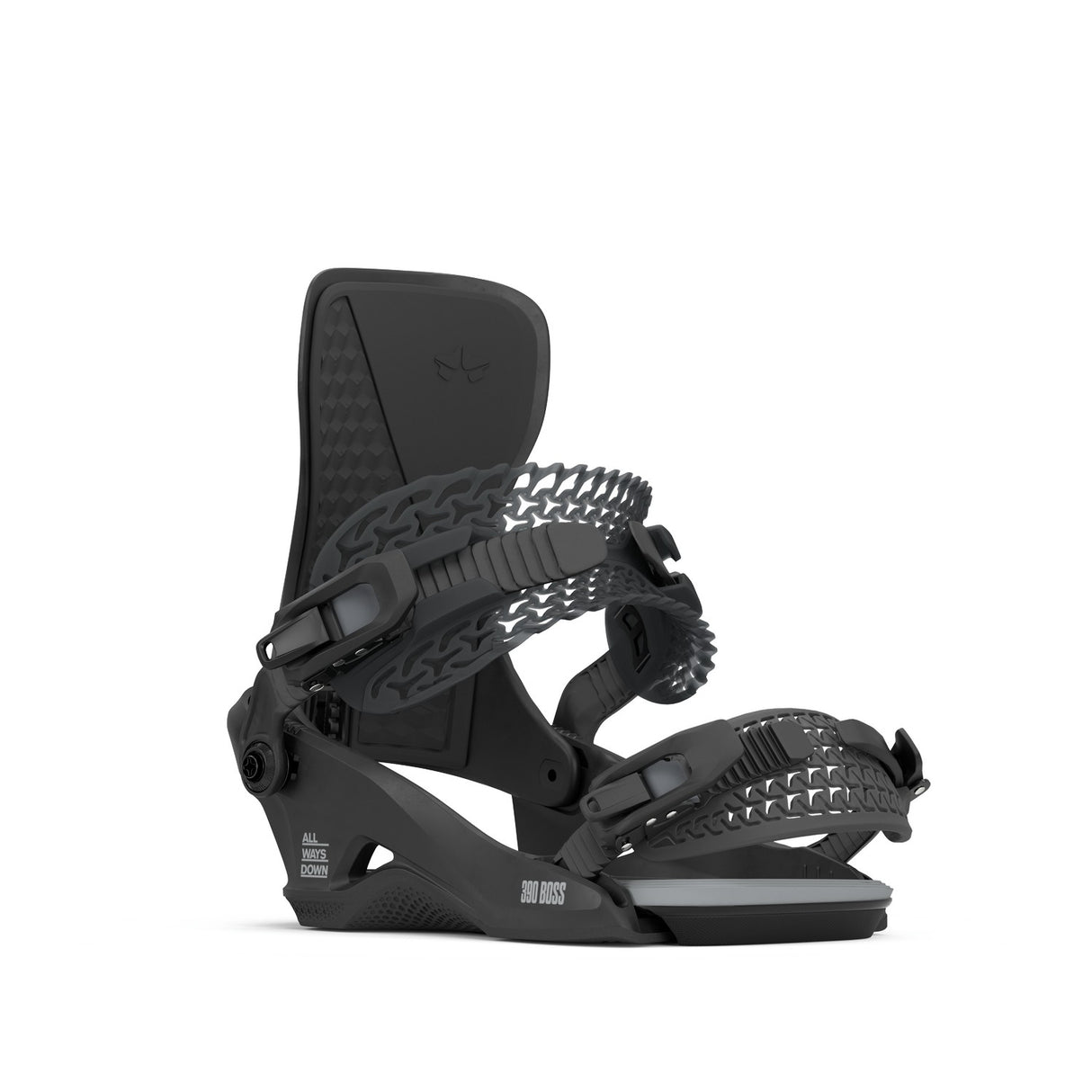Rome 390 Boss Hw Snowboard Bindings 2026 snowboard binding -- top view showing highback and strap detail at Willis Ski and
