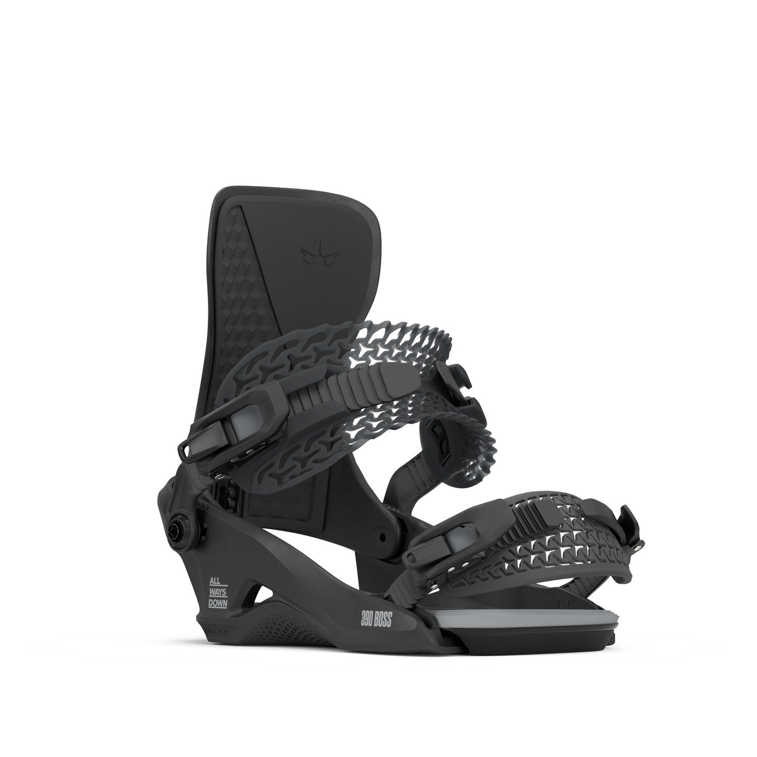 Rome 390 Boss Hw Snowboard Bindings 2026 snowboard binding -- top view showing highback and strap detail at Willis Ski and