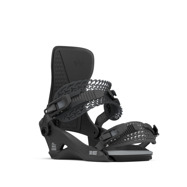 Rome 390 Boss Hw Snowboard Bindings 2026 snowboard binding -- top view showing highback and strap detail at Willis Ski and
