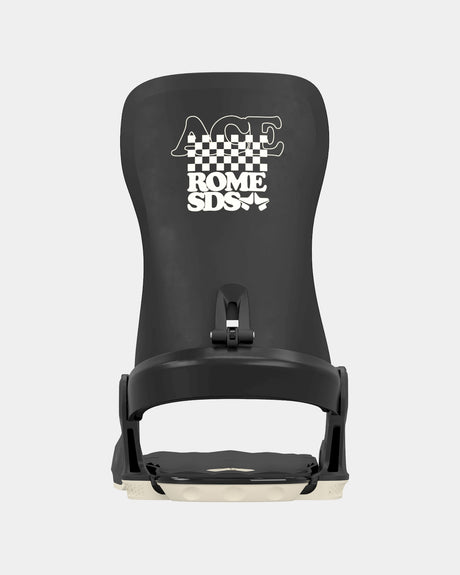 Rome Ace Snowboard Bindings snowboard binding -- Black Small colorway top view showing highback and straps