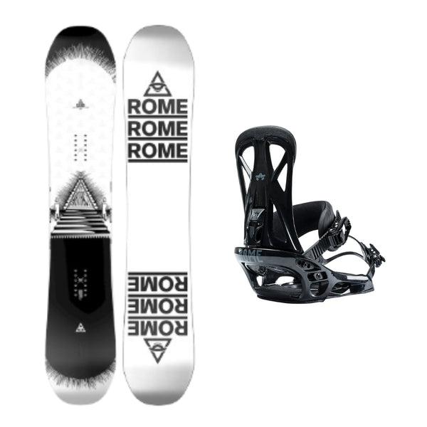 This is an image of Rome Artifact Pro Snowboard with Rome United Bindings