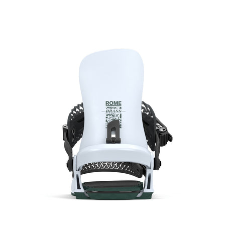 Rome Brass Hw Snowboard Bindings 2026 snowboard binding -- Ice Small colorway top view showing highback and straps