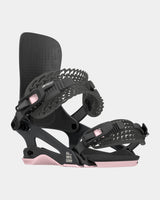 Rome Brass Snowboard Bindings snowboard binding -- top view showing highback and strap detail at Willis Ski and Board