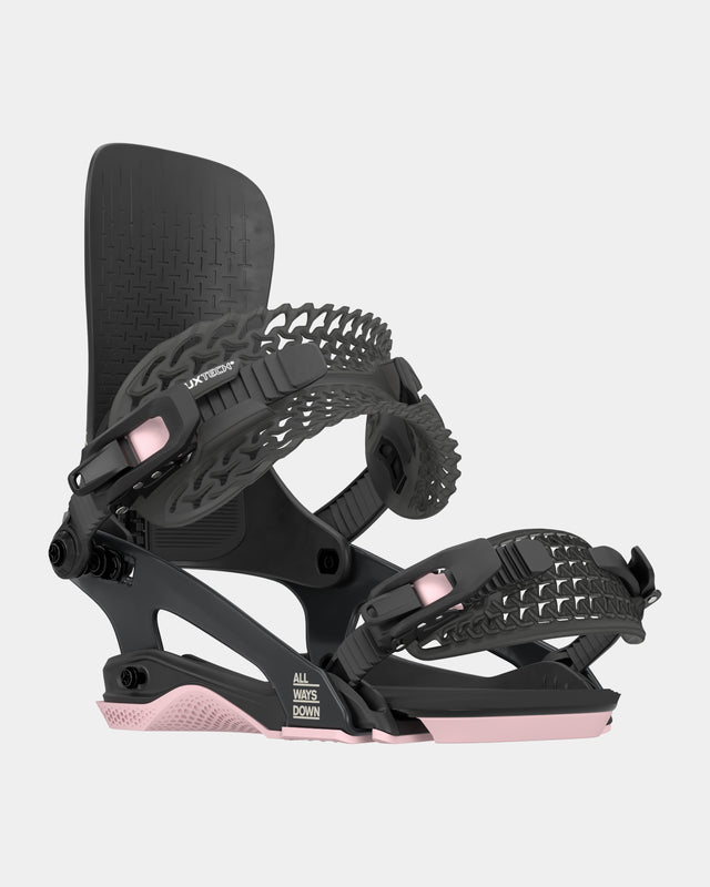 Rome Brass Snowboard Bindings snowboard binding -- top view showing highback and strap detail at Willis Ski and Board