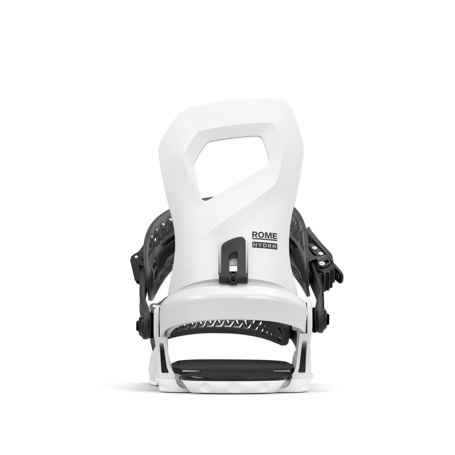 Rome Hydra Hw Snowboard Bindings 2026 snowboard binding -- White Med Lg colorway top view showing highback and straps