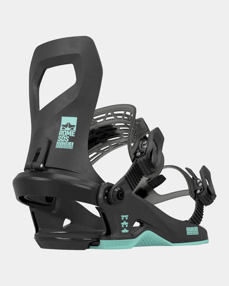 Rome Hydra Snowboard Bindings snowboard binding -- Black Small colorway top view showing highback and straps
