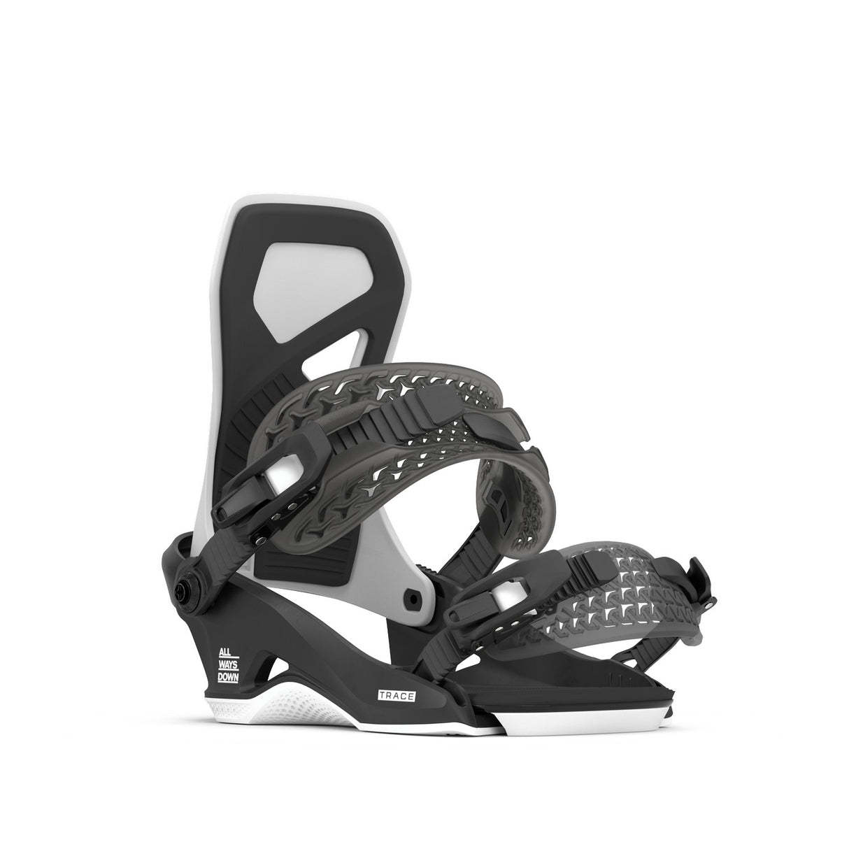 Rome Trace Hw Snowboard Bindings 2026 snowboard binding -- White Lg colorway side profile