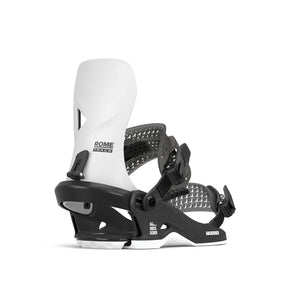 Rome Trace Hw Snowboard Bindings 2026 snowboard binding -- White Med Lg colorway ankle strap detail