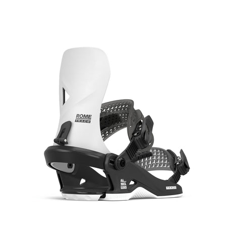 Rome Trace Hw Snowboard Bindings 2026 snowboard binding -- White Med Lg colorway ankle strap detail