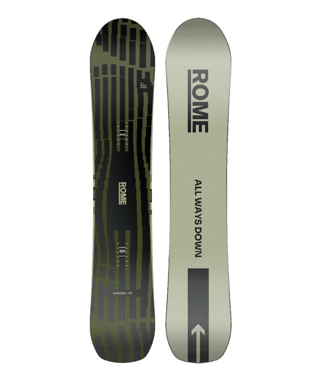 Rome Warden Snowboard 2026 all-mountain snowboard -- top sheet graphic at Willis Ski and Board Pittsburgh
