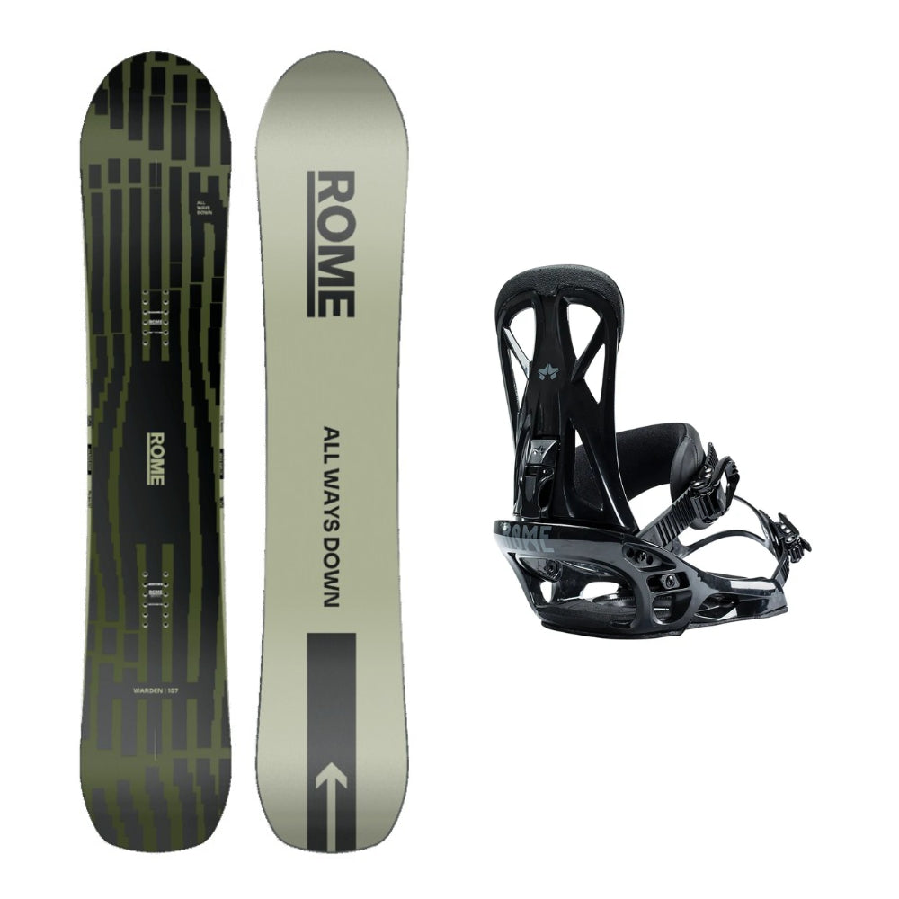 Rome Warden Snowboard 2026 with Rome United Bindings – Willi's Ski & Board