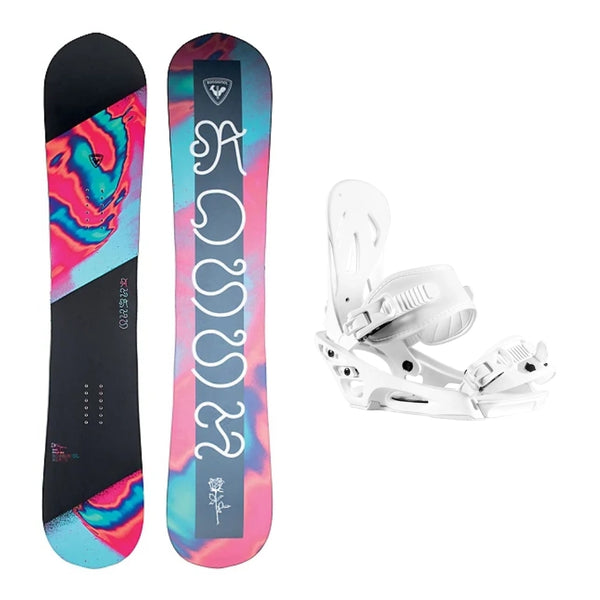 This is an image of Rossignol Airis Snowboard with Rome Shift Bindings