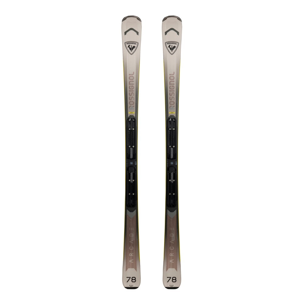 Rossignol Arcade 78 Skis With Xpress 10 Bindings 2026 alpine binding -- top view showing toe and heel piece at Willis Ski