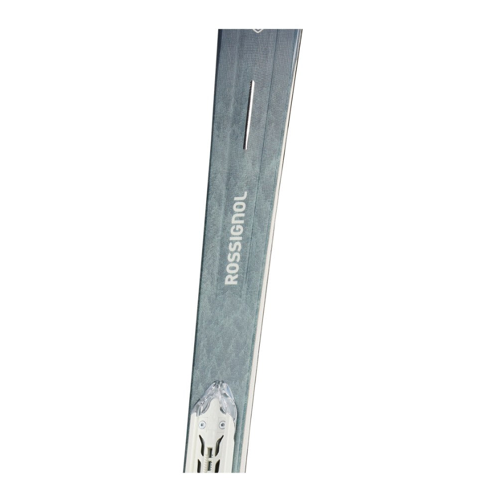 Rossignol Arcade 82 W Skis With Xpress 11 Bindings alpine binding -- top view showing toe and heel piece at Willis Ski and