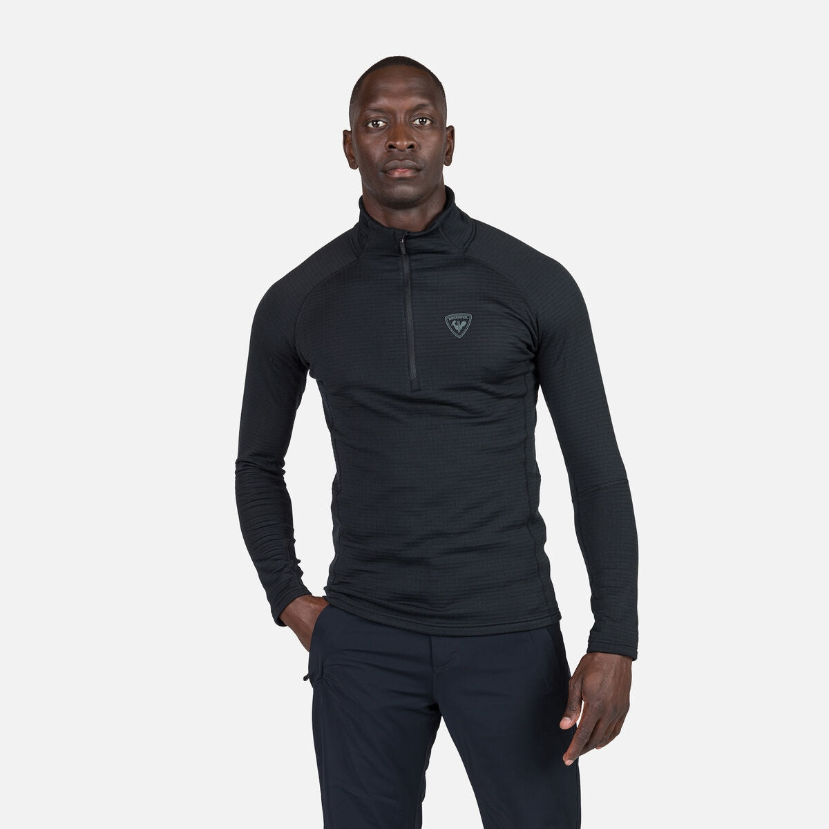 Rossignol Blackside Mens Hz Fleece 2026 mid layer -- front view on model showing mid layer insulation