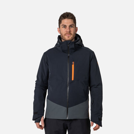 Rossignol Blackside Mens Jacket 2026 ski jacket -- front view on model showing insulated shell and hood at Willis Ski and