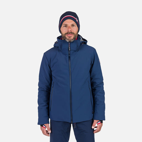Rossignol Cieloato Mens Jacket ski jacket -- front view on model showing insulated shell and hood at Willis Ski and Board