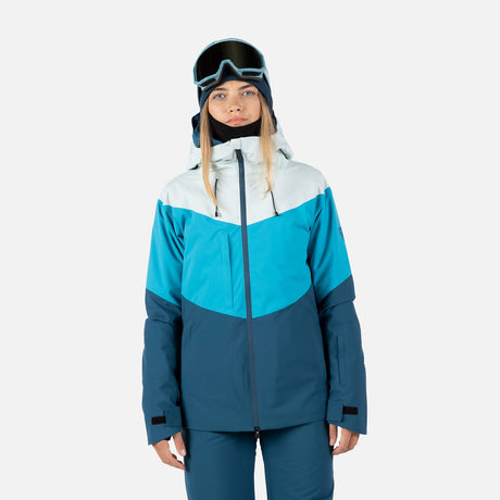 Rossignol Corbets 2l Womens Jacket ski jacket -- front view on model showing insulated shell and hood at Willis Ski and
