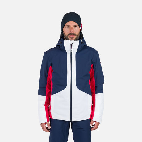 Rossignol Diretta Mix Mens Jacket ski jacket -- front view on model showing insulated shell and hood at Willis Ski and Board