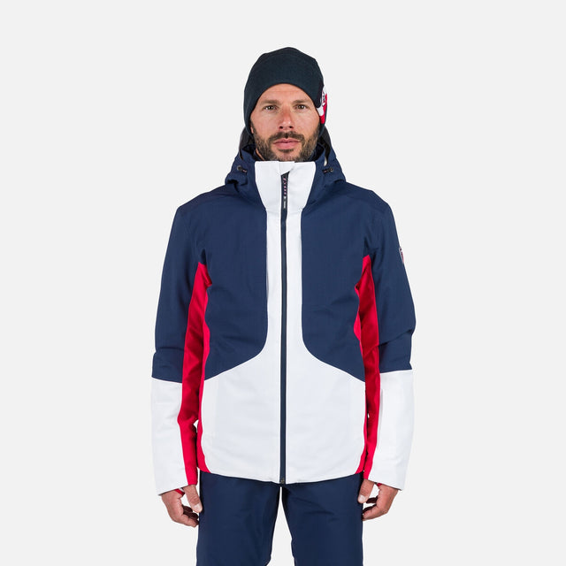 Rossignol Diretta Mix Mens Jacket ski jacket -- front view on model showing insulated shell and hood at Willis Ski and Board