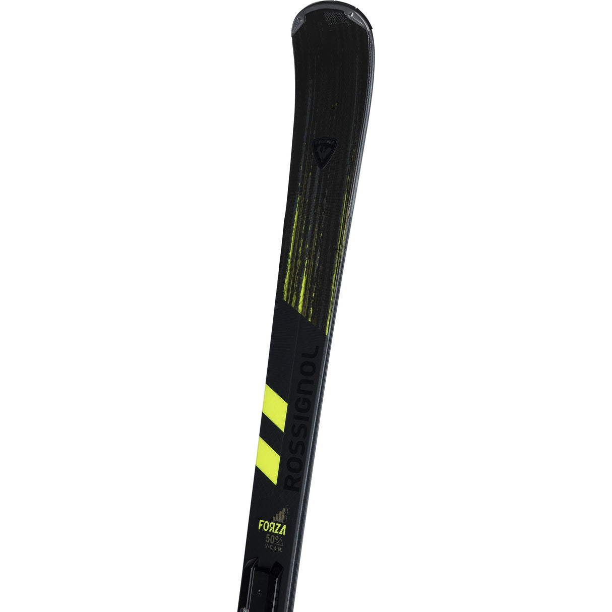 Rossignol Forza 50 Skis With Nx 12 Gw Bindings alpine binding -- Nx 12 Gw colorway top view showing toe and heel piece