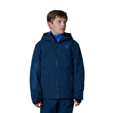 Rossignol Junior Ski Jacket ski jacket -- front view on model showing insulated shell and hood at Willis Ski and Board